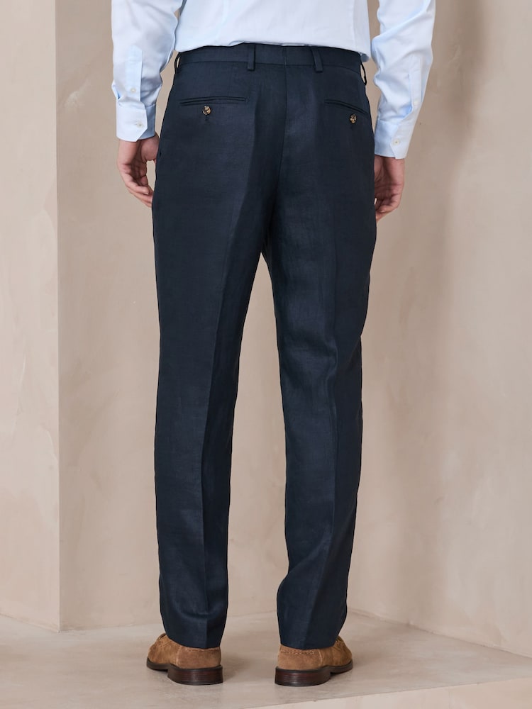 Blue N.Premium Tailored Fit 100% Linen Suit Trousers - Image 2 of 10