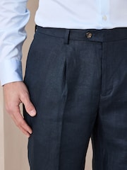 Blue N.Premium Tailored Fit 100% Linen Suit Trousers - Image 4 of 10