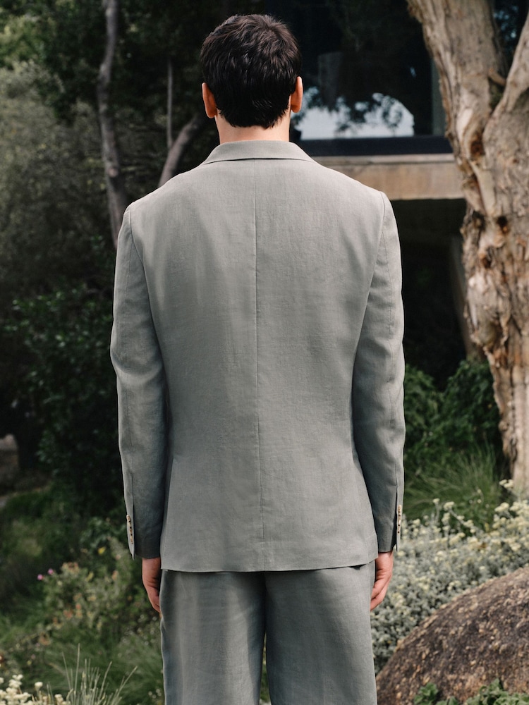 Green N.Premium Tailored Fit Linen Suit Jacket - Image 2 of 4