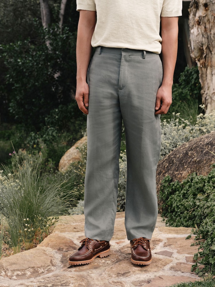 Green N.Premium Tailored Fit 100% Linen Suit Trousers - Image 1 of 5