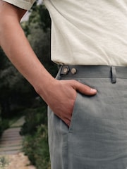 Green N.Premium Tailored Fit 100% Linen Suit Trousers - Image 4 of 5