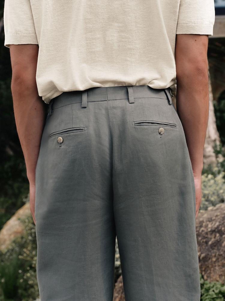 Green N.Premium Tailored Fit 100% Linen Suit Trousers - Image 5 of 5