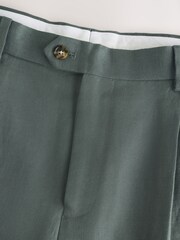 أخضر - بنطلون بدلة من الكتان 100% بتلبيس مخصص من N.Premium - Image 8 of 9