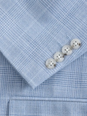 Light Blue Regular Fit Check Suit Jacket - Image 10 of 10