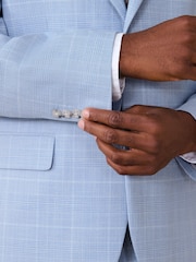 Light Blue Regular Fit Check Suit Jacket - Image 2 of 10