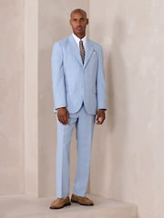 Light Blue Regular Fit Check Suit Jacket - Image 3 of 10