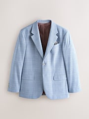 Light Blue Regular Fit Check Suit Jacket - Image 5 of 10