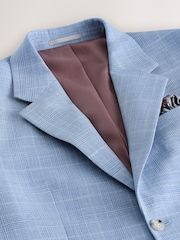 Light Blue Regular Fit Check Suit Jacket - Image 7 of 10