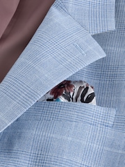 Light Blue Regular Fit Check Suit Jacket - Image 9 of 10