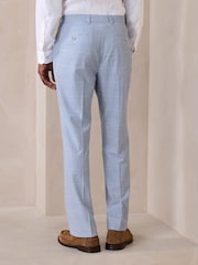 Light Blue Regular Fit Check Suit Trousers - Image 3 of 10
