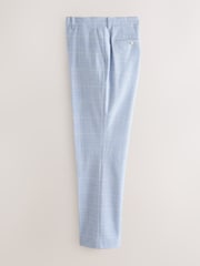 Light Blue Regular Fit Check Suit Trousers - Image 7 of 10