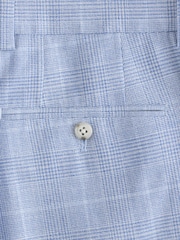 Light Blue Regular Fit Check Suit Trousers - Image 8 of 10