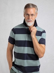 Weird Fish Green Ronald Striped Polo Shirt - Image 1 of 7