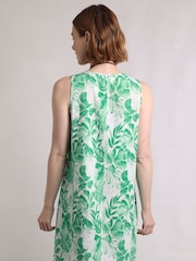 Weird Fish Green Dayna Linen Rich Printed Shift Dress - Image 3 of 8