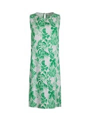 Weird Fish Green Dayna Linen Rich Printed Shift Dress - Image 7 of 8