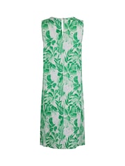 Weird Fish Green Dayna Linen Rich Printed Shift Dress - Image 8 of 8