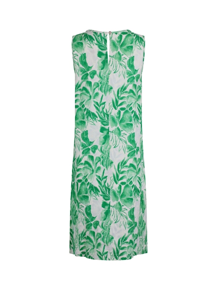 Weird Fish Green Dayna Linen Rich Printed Shift Dress - Image 8 of 8