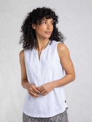 Weird Fish White Maude V-Neck Broidery Vest - Image 1 of 6