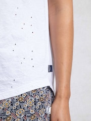 Weird Fish White Maude V-Neck Broidery Vest - Image 4 of 6
