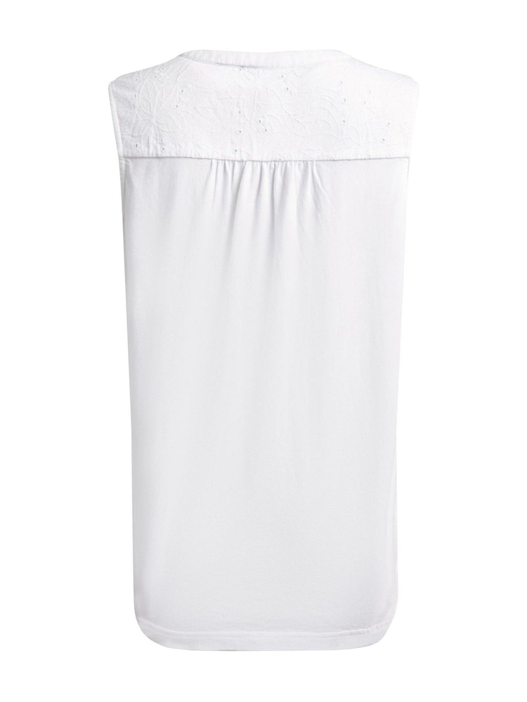 Weird Fish White Maude V-Neck Broidery Vest - Image 6 of 6