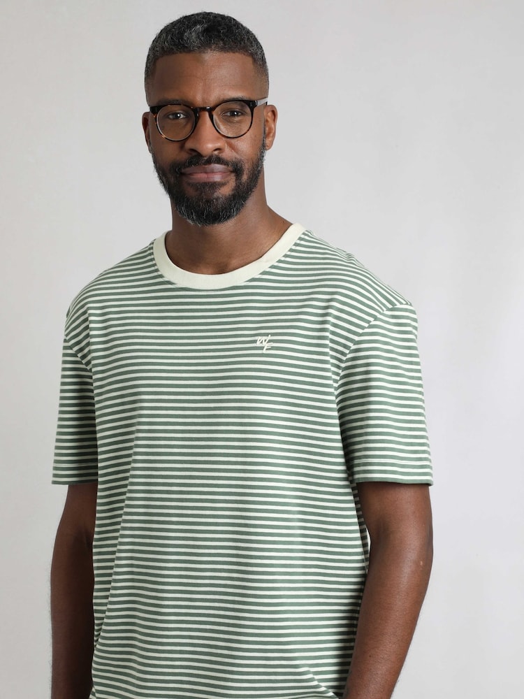 Weird Fish Green Adair Premium Stripe T-Shirt - Image 1 of 8
