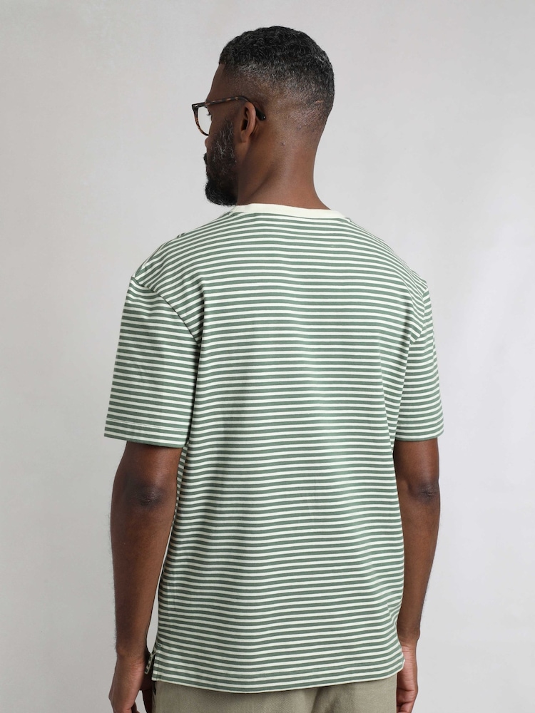 Weird Fish Green Adair Premium Stripe T-Shirt - Image 2 of 8