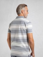 Weird Fish Grey Henry Striped Pique Polo Shirt - Image 2 of 7