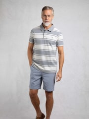 Weird Fish Grey Henry Striped Pique Polo Shirt - Image 3 of 7