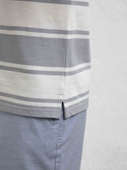 Weird Fish Grey Henry Striped Pique Polo Shirt - Image 5 of 7