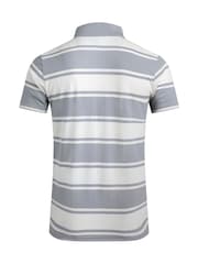 Weird Fish Grey Henry Striped Pique Polo Shirt - Image 7 of 7