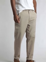 Weird Fish Cream Charleigh Textured Chino Trousers - Image 4 of 8