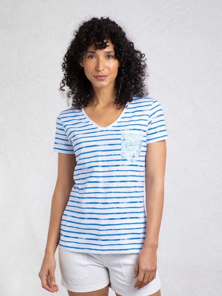 Weird Fish Blue Ericak Printed Pocket T-Shirt - Image 1 of 7