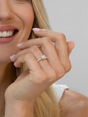The Diamond Store Red Astra 3.50ct H/SI Pear Cut Lab Ruby Solitaire with Side Stones Ring in 18K Gold Vermeil - Image 3 of 3