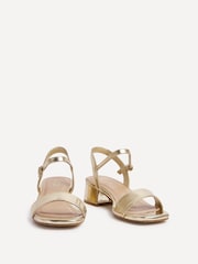 Linzi Gold Wide Fit Carlie Low Chunky Block Heeled Sandals - Image 3 of 5