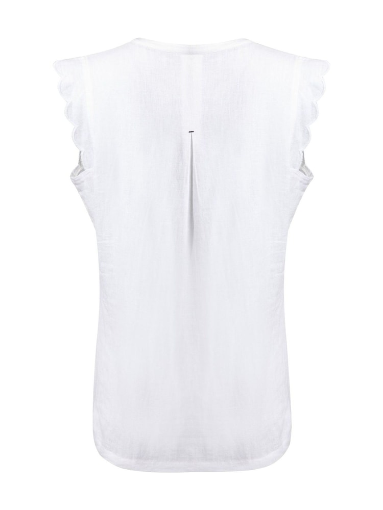 Weird Fish White Tassie Scalloped Edge Linen Rich Vest - Image 8 of 8 Weird Fish White Tassie Scalloped Edge Linen Rich Vest - Image 8 of 8