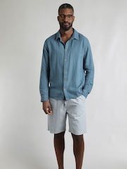 Weird Fish Shaun Linen Rich Long Sleeve Shirt - Imagem 3 de 6