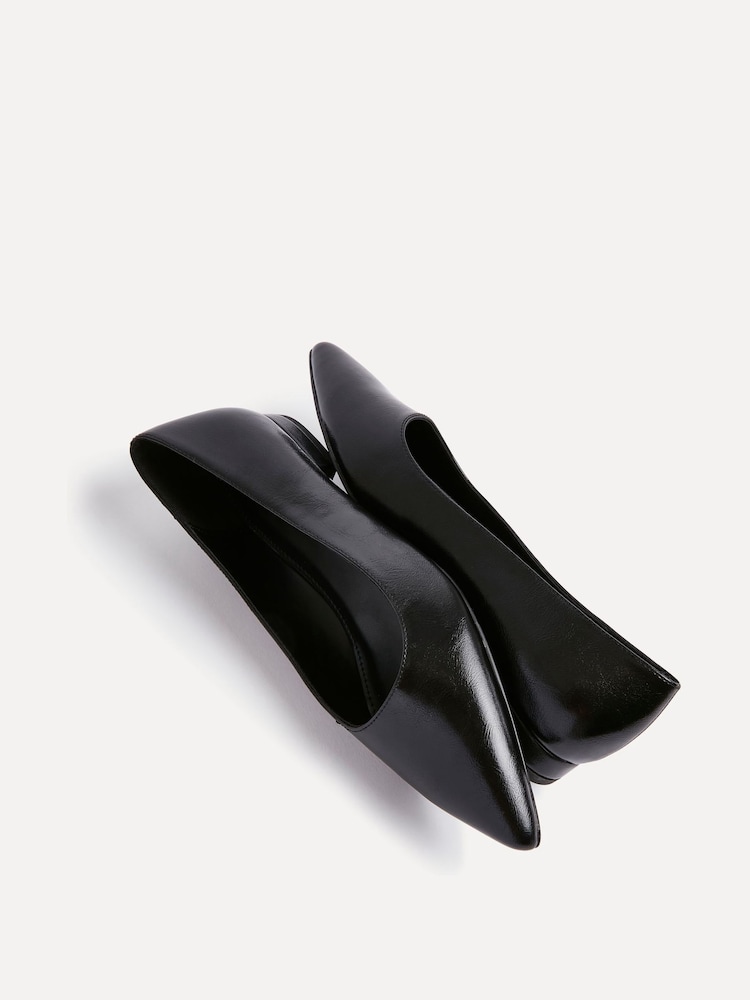 Linzi Black Wide Fit Compete Pointed Toe Ballet Flat Shoes - Image 5 of 5 Linzi Black Wide Fit Compete Pointed Toe Ballet Flat Shoes - Image 5 of 5