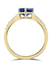 The Diamond Store Blue Astra 3.10ct H/SI Pear Cut Lab Sapphire Solitairewith Side Stones Ring in 18K Gold Vermeil - Image 1 of 1
