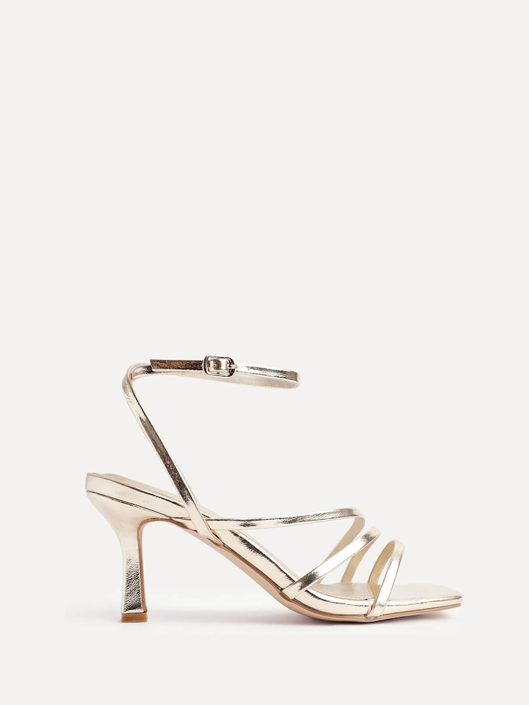 Linzi Gold Reflect Wide Fit Strappy Heeled Sandals - Image 2 of 5 Linzi Gold Reflect Wide Fit Strappy Heeled Sandals - Image 2 of 5