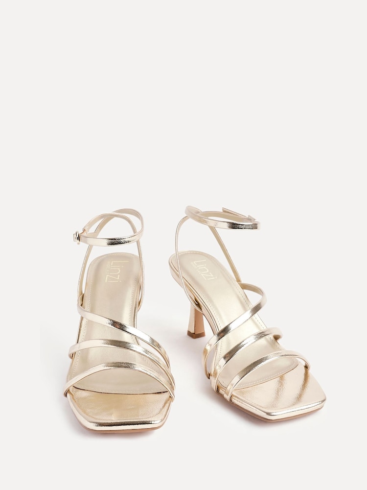 Linzi Gold Reflect Wide Fit Strappy Heeled Sandals - Image 2 of 5