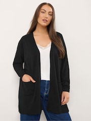 Evans Premium Seam Detail Black Cardigan - Image 1 of 5