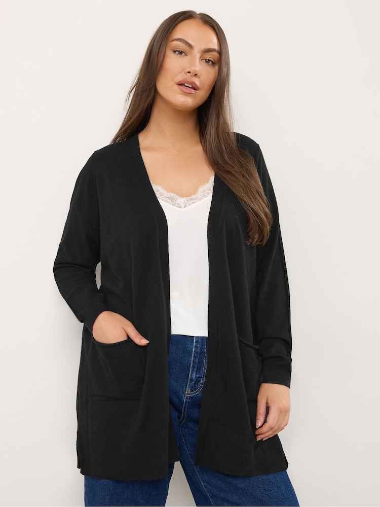 Evans Premium Seam Detail Black Cardigan - Image 1 of 5