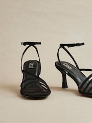 Linzi Black Reflect Wide Fit Strappy Heeled Sandals - Image 1 of 5