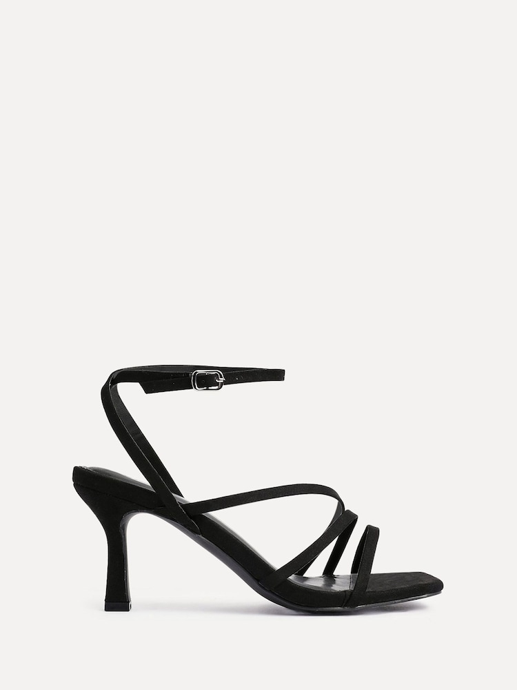 Linzi Black Reflect Wide Fit Strappy Heeled Sandals - Image 2 of 5 Linzi Black Reflect Wide Fit Strappy Heeled Sandals - Image 2 of 5