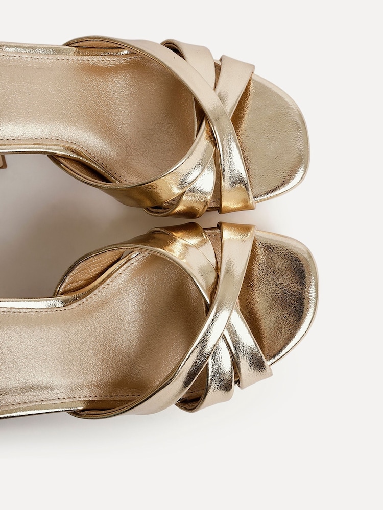 Linzi Gold Selene Wide Fit Crossover Platform Sandals - Image 5 of 5