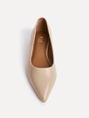 Linzi Nude Wide Fit Compete Pointed Toe Ballet Flat Shoes - Image 4 of 6