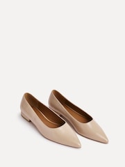 Linzi Nude Wide Fit Compete Pointed Toe Ballet Flat Shoes - Image 5 of 6