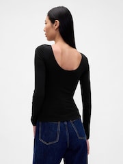 Gap Black CloseKnit Jersey Boatneck Open-Back T-Shirt - Image 2 of 4