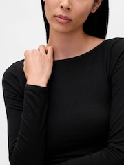 Gap Black CloseKnit Jersey Boatneck Open-Back T-Shirt - Image 4 of 4