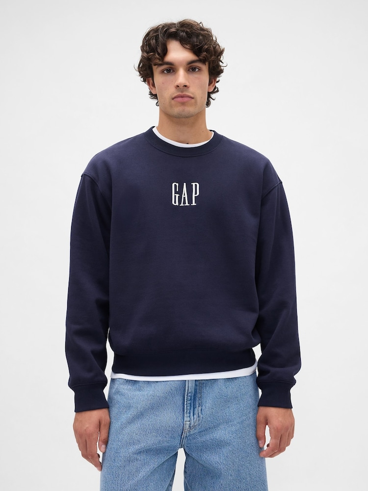 Gap Navy Blue Oversized Heavyweight Logo Sweatshirt - Image 1 of 4